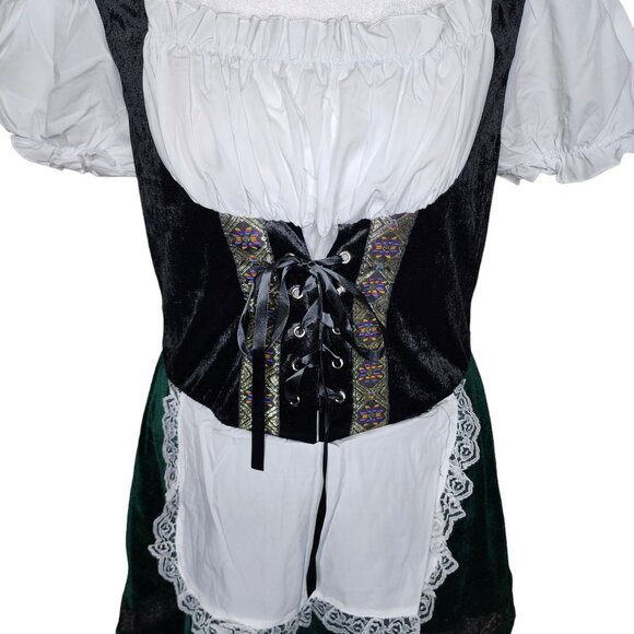 Glory Star German Dirndl Dress Womens XL Green Oktoberfest Bavarian - Picture 2 of 8